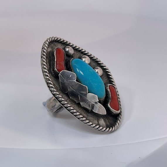 Large Turquoise Ring Statement Ring Navajo Ring N… - image 9