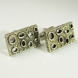 Vintage Silver Cufflinks Geometric Cuff Links with Box Unisex Gifts Cufflinks