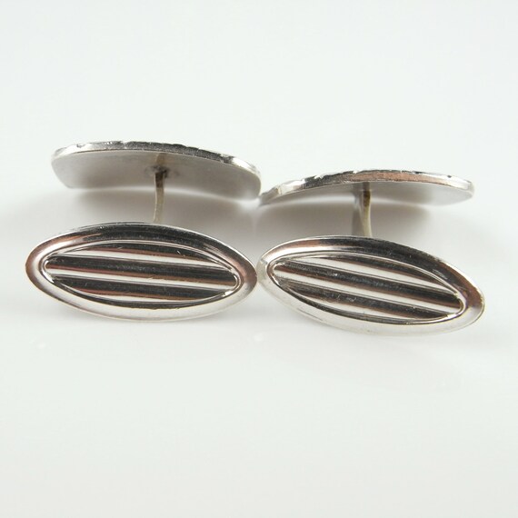 Antique Engraved Art Deco Mens Silver Cuff Links … - image 3