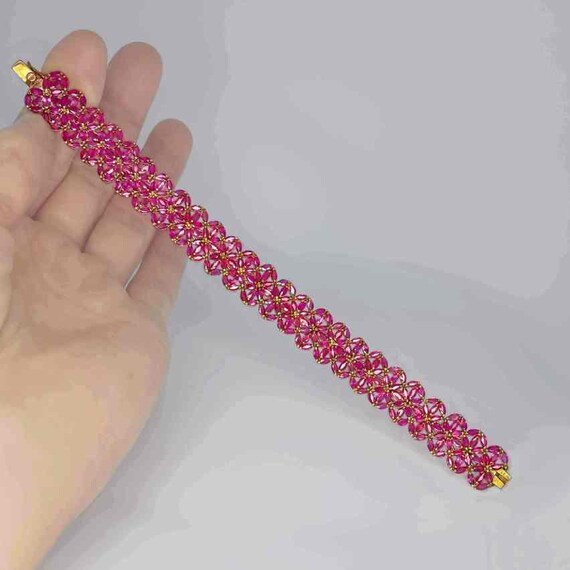 Unheated Pink Sapphire Bracelet Pink Ruby Flower … - image 4