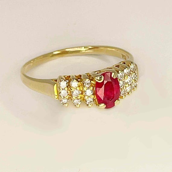 Unheated Burmese Ruby Ring 14K Gold Red Burmese R… - image 2