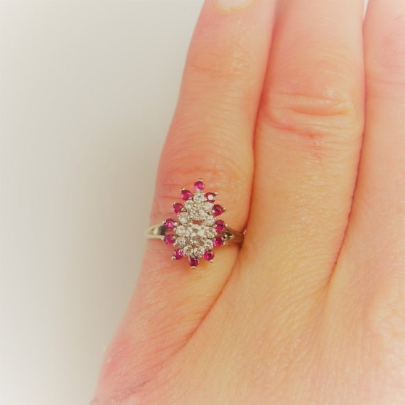 Natural Ruby Ring 1950s Mid Century Ruby Ring 14K