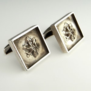Vintage Silver Cufflinks Geometric Cuff Links with Box Unisex Gifts Cufflinks