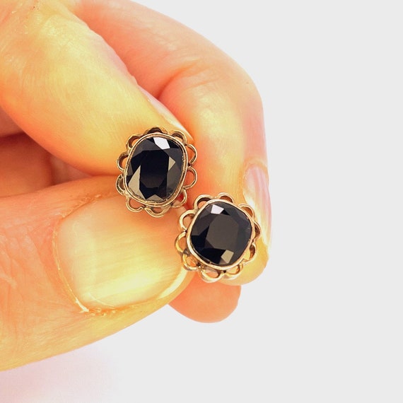 Black Unheated Sapphire Gold Earrings Unheated Na… - image 2