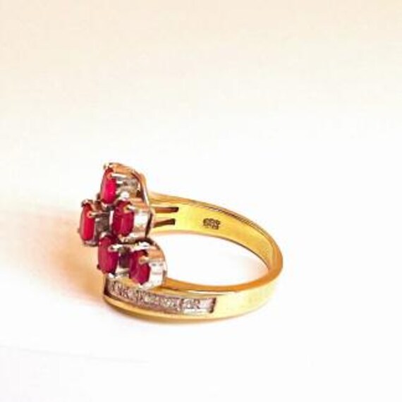 Natural Red Ruby Flower Engagement Rings Estate R… - image 6