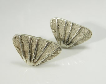 Abstract Textured Leaf Silver Vintage Cuff Links Mens 1970s 1960s Accessories Gifts Vintage Cufflinks Jewelry Unisex Gifts Birthday