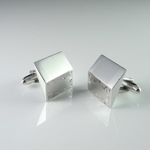 Vintage Silver Cufflinks Geometric Cuff Links with Box Unisex Gifts Cufflinks Engraved Cufflinks