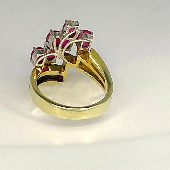 Natural Red Ruby Flower Engagement Rings Estate R… - image 7