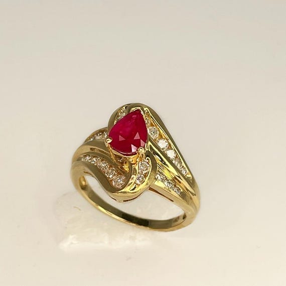 Pear Cut Ruby Ring Ruby Engagement Ring Unique Ru… - image 8