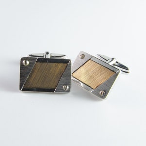 Vintage Silver Cufflinks Geometric Cuff Links with Box Unisex Gifts Cufflinks