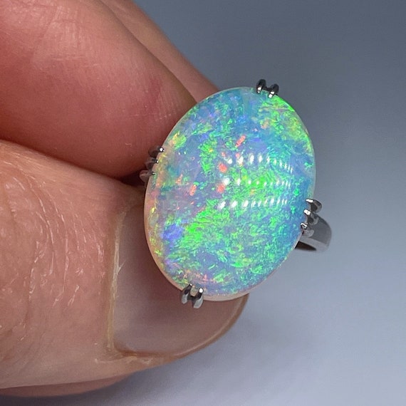 Australian Crystal Opal Ring Natural Crystal Opal… - image 4