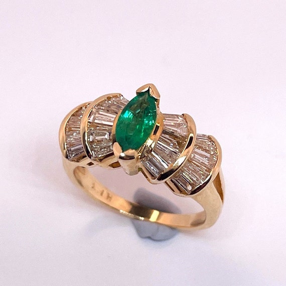 Marquise Emerald Engagement Ring Natural Emerald … - image 6