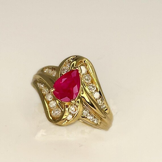 Pear Cut Ruby Ring Ruby Engagement Ring Unique Ru… - image 3