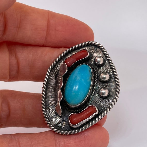 Large Turquoise Ring Statement Ring Navajo Ring N… - image 7