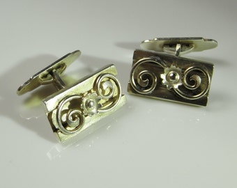 Art Deco Silver Cuff Links Antique Cuff links Danish Floral Handmade Silver Cufflinks 1920s 1930s 1940s Cuff Links Unisex Gifts Cuff Links