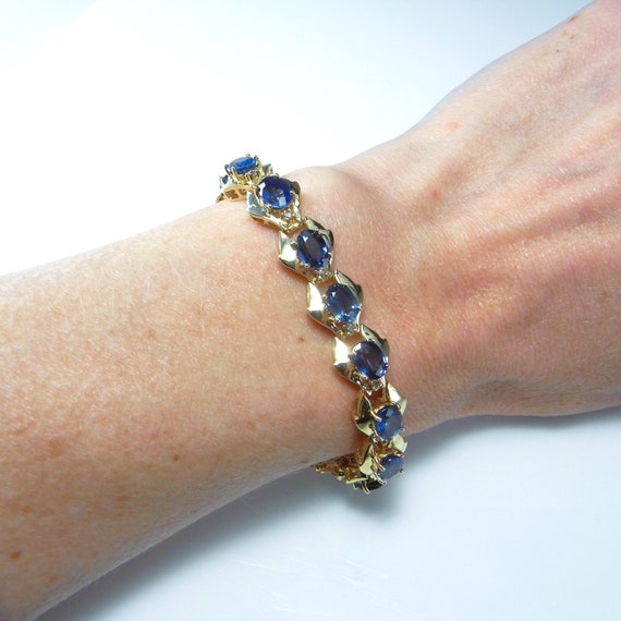 Unheated Blue Ceylon Sapphire Bracelet Natural Es… - image 3