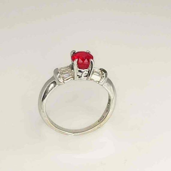 Unheated Ruby Ring Red Ruby Diamond Ring 18K Whit… - image 6