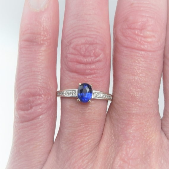 Unheated Cornflower Blue Sapphire Diamond Engagem… - image 9