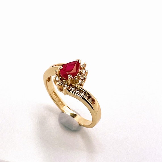 Unheated Ruby Engagement Ring Pear Cut No Heat Ru… - image 2