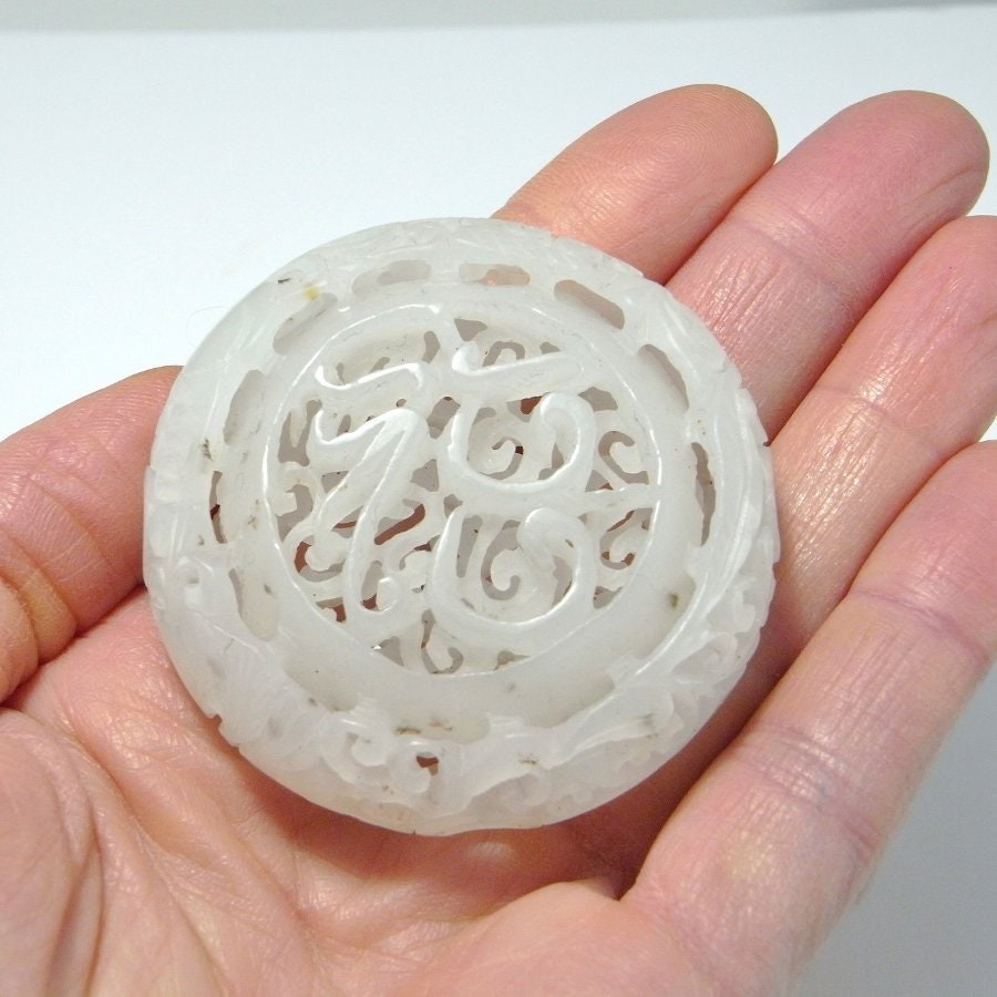 Collect Chinese 100% natural old whitem Jade Carved Amulet Pendant Never betray 