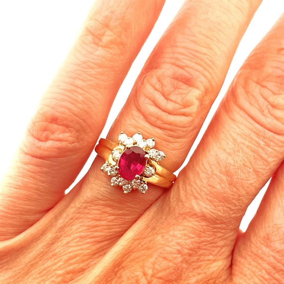 Ruby Engagement Ring NO HEAT UNHEATED Ruby Diamon… - image 5
