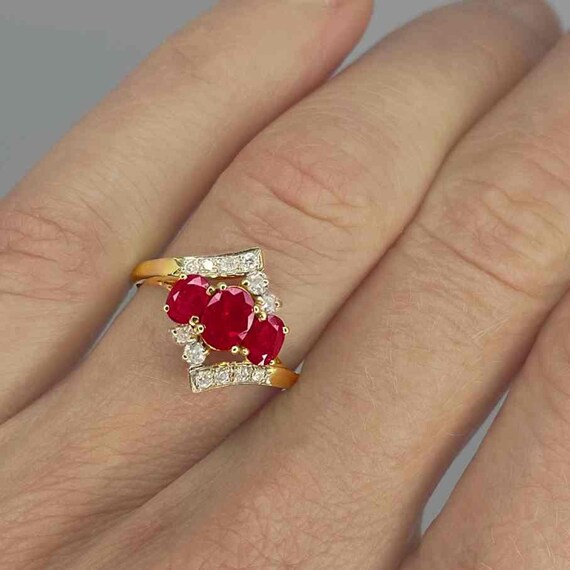 Unheated Ruby Engagement Ring No Heat Ruby Diamon… - image 2