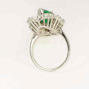 OOAK Convertible Emerald Ballerina Ring Pendant in Platinum 1950s Handmade Emerald Engagement Ring Large Natural Emerald Ring image 7