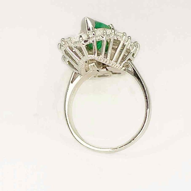 OOAK Convertible Emerald Ballerina Ring Pendant in Platinum 1950s Handmade Emerald Engagement Ring Large Natural Emerald Ring image 7
