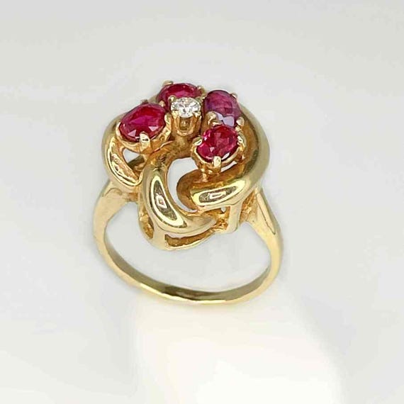 Art Deco Ruby Sapphire 14K Gold Ring Antique Ruby… - image 7