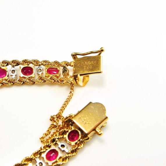 Vintage 14k Gold 2.5ct Natural Ruby Tennis Bracelet - Ruby Lane