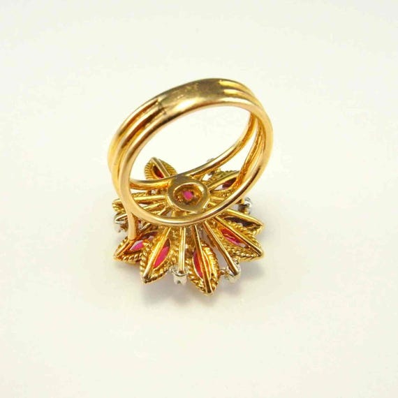 Unheated Ruby Flower Ring Ruby Diamond Daisy Ring… - image 9