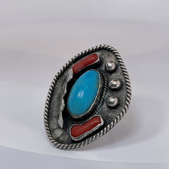 Large Turquoise Ring Statement Ring Navajo Ring N… - image 8