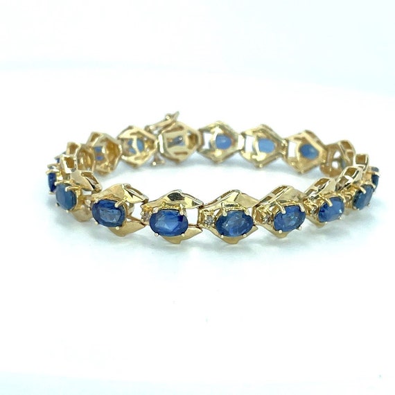 Unheated Blue Ceylon Sapphire Bracelet Natural Es… - image 6
