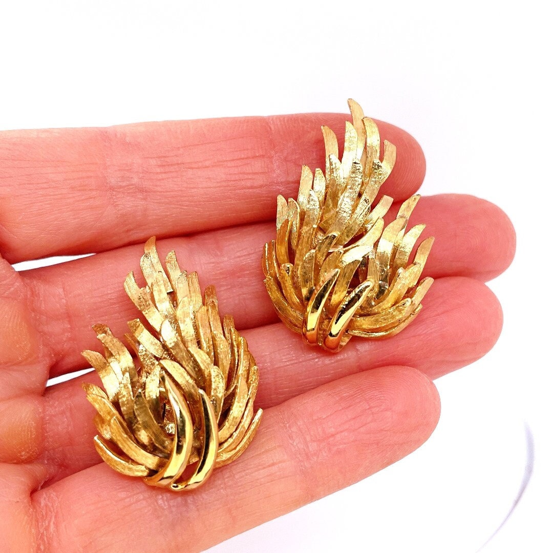 Big Gold Flame Earrings Large Gold Burning Bush Statement Earrings