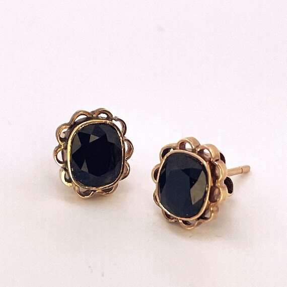 Black Unheated Sapphire Gold Earrings Unheated Na… - image 3