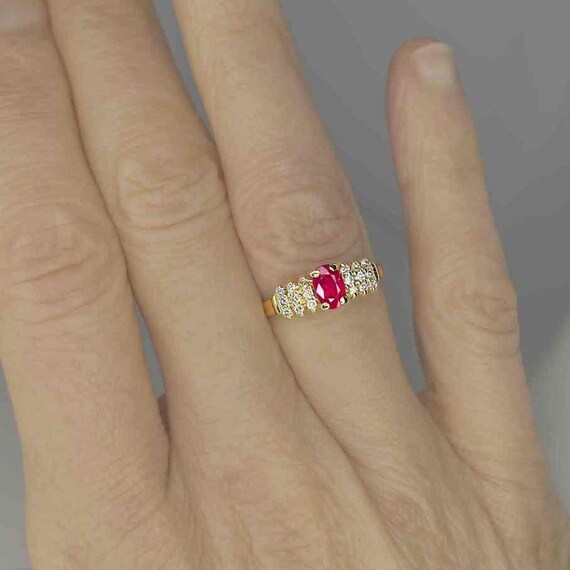 Unheated Burmese Ruby Ring 14K Gold Red Burmese R… - image 6