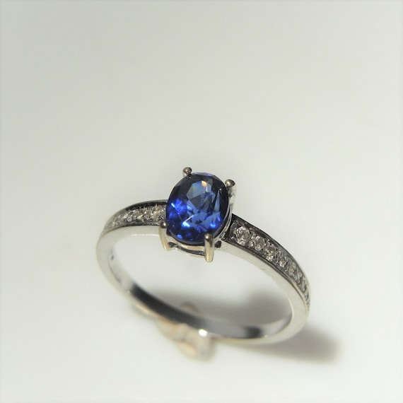 Unheated Cornflower Blue Sapphire Diamond Engagem… - image 8
