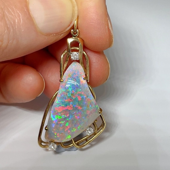 Australian Opal Pendant Fire Fiery Opal Pendant A… - image 1