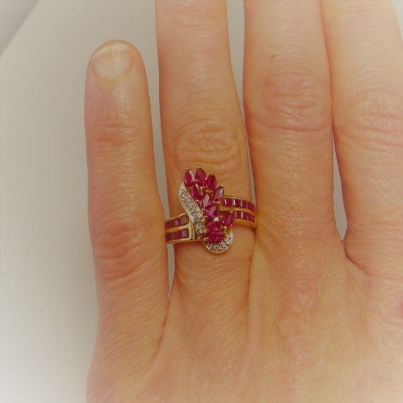 Burning Flame Vivid Red Natural Ruby Ring Ruby Cocktail Ring Etsy