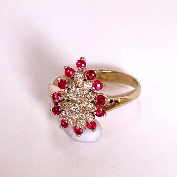 Unheated Ruby Engagement Ring 14K Gold 1950s Ring… - image 3