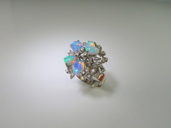 Australian Opal Ring Opal Diamond Ring Natural Op… - image 2