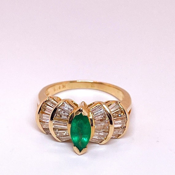 Marquise Emerald Engagement Ring Natural Emerald … - image 4