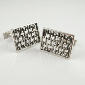 Vintage Silver Cufflinks Geometric Cuff Links with Box Unisex Gifts Cufflinks