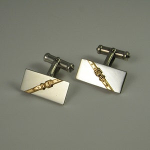 Manschettenknöpfe 50er Jahre Manschettenknöpfe Schnalle Design Silber und Gold Manschettenknöpfe 50er Jahre Sterling Silber Manschettenknöpfe Schnalle