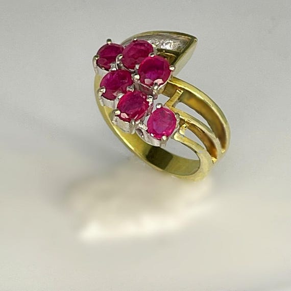 Natural Red Ruby Flower Engagement Rings Estate R… - image 8