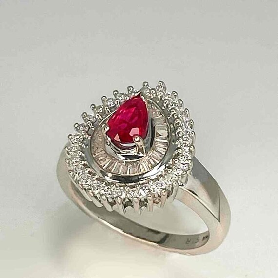 Unheated Ruby Diamond Ring Ruby Diamond Halo Clus… - image 9