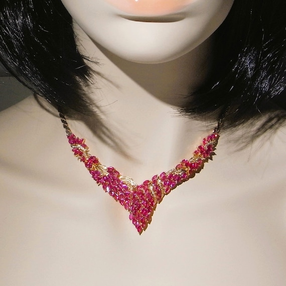 Unheated Rose Ruby Necklace Natural Ruby Diamond … - image 5
