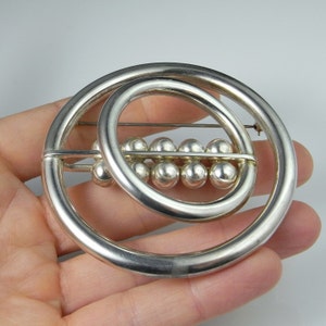 Kinetic Jewelry Brooch Circle Brooch Modernist Silver Brooch Abstract Brooch Chunky Jewelry 1980s Jewelry Sterling Silver Mid Century Pin