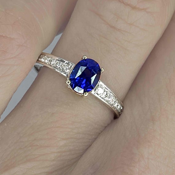 非加熱コーンフラワーブルーサファイアダイヤモンド18Kリング