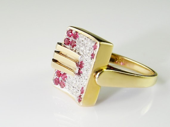 Buckle Ring Diamond Signet Ring Art Deco Diamond R